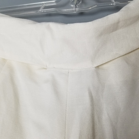 Mercer & Madison Womens White Linen Tie Waist Wide Leg Pants Size 6 Side Zipper - Picture 8 of 14